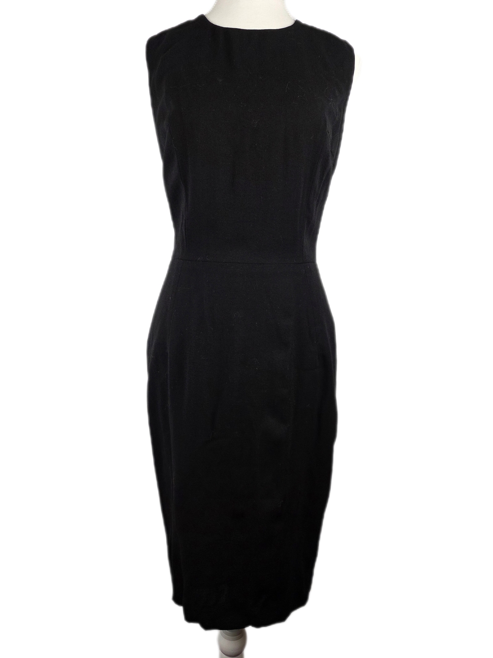 Vintage Holt Renfrew Black Wool Sheath Dress
